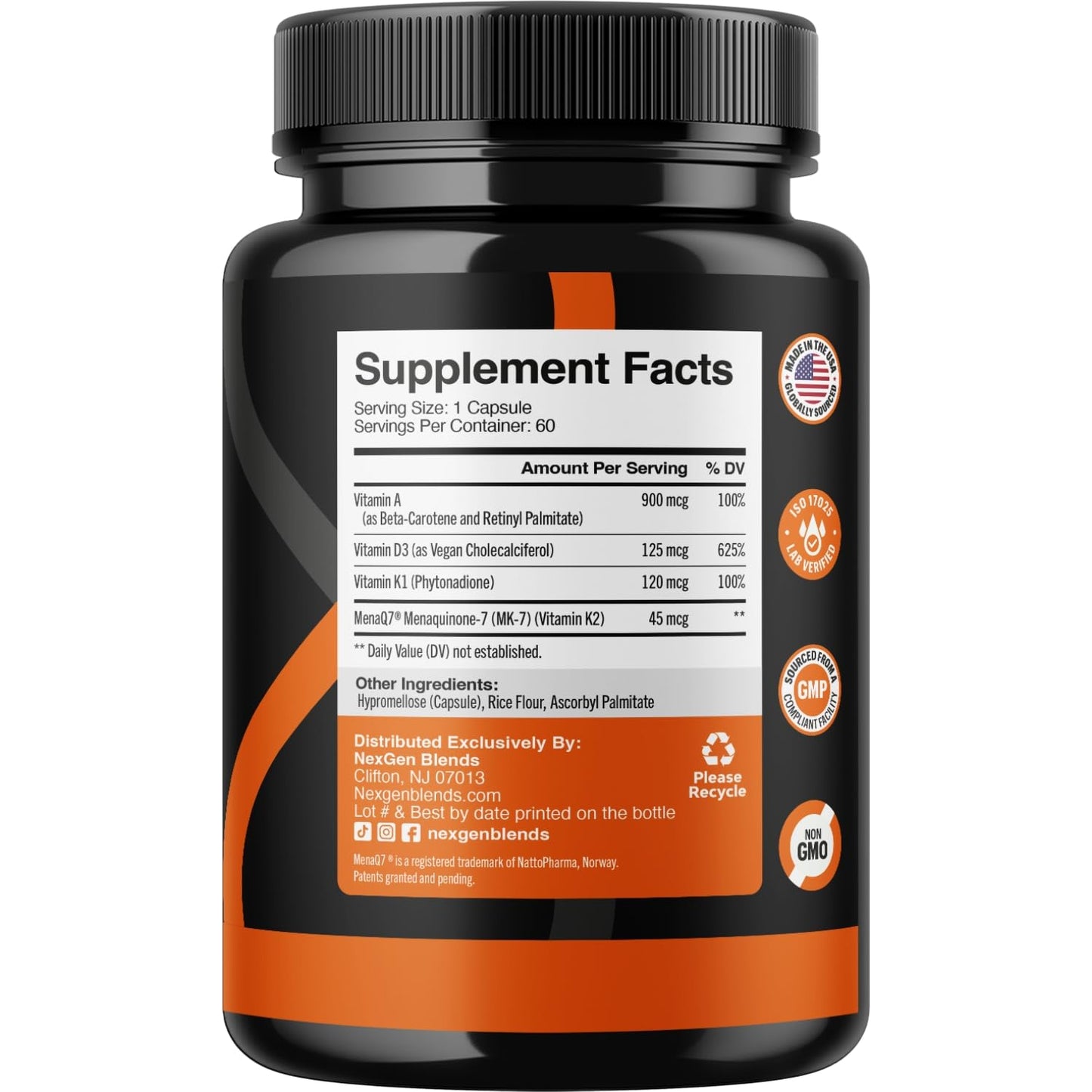 NEXGEN BLENDS High Absorption ADK Vitamin Supplement Capsules 60 Count