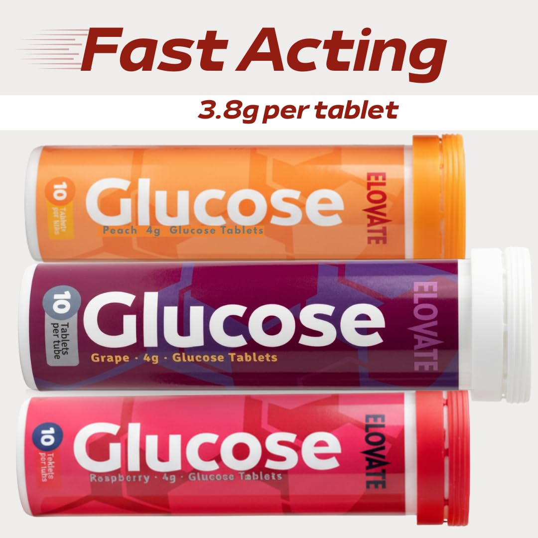 ELOVATE Glucose Tablets Easy to Chew 80 Count