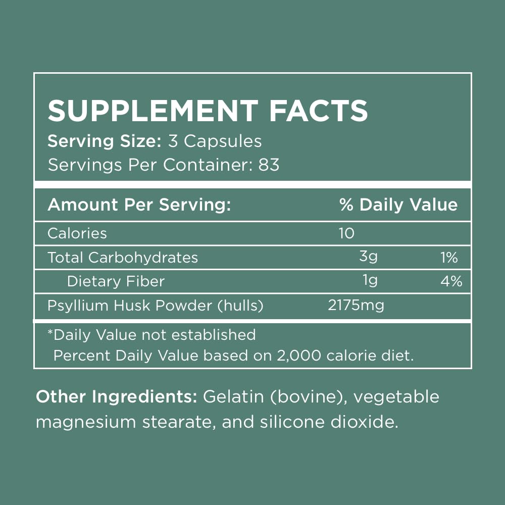 Pure for Men Daily Psyllium Husk Fiber Supplement Capsule, 250 Capsules