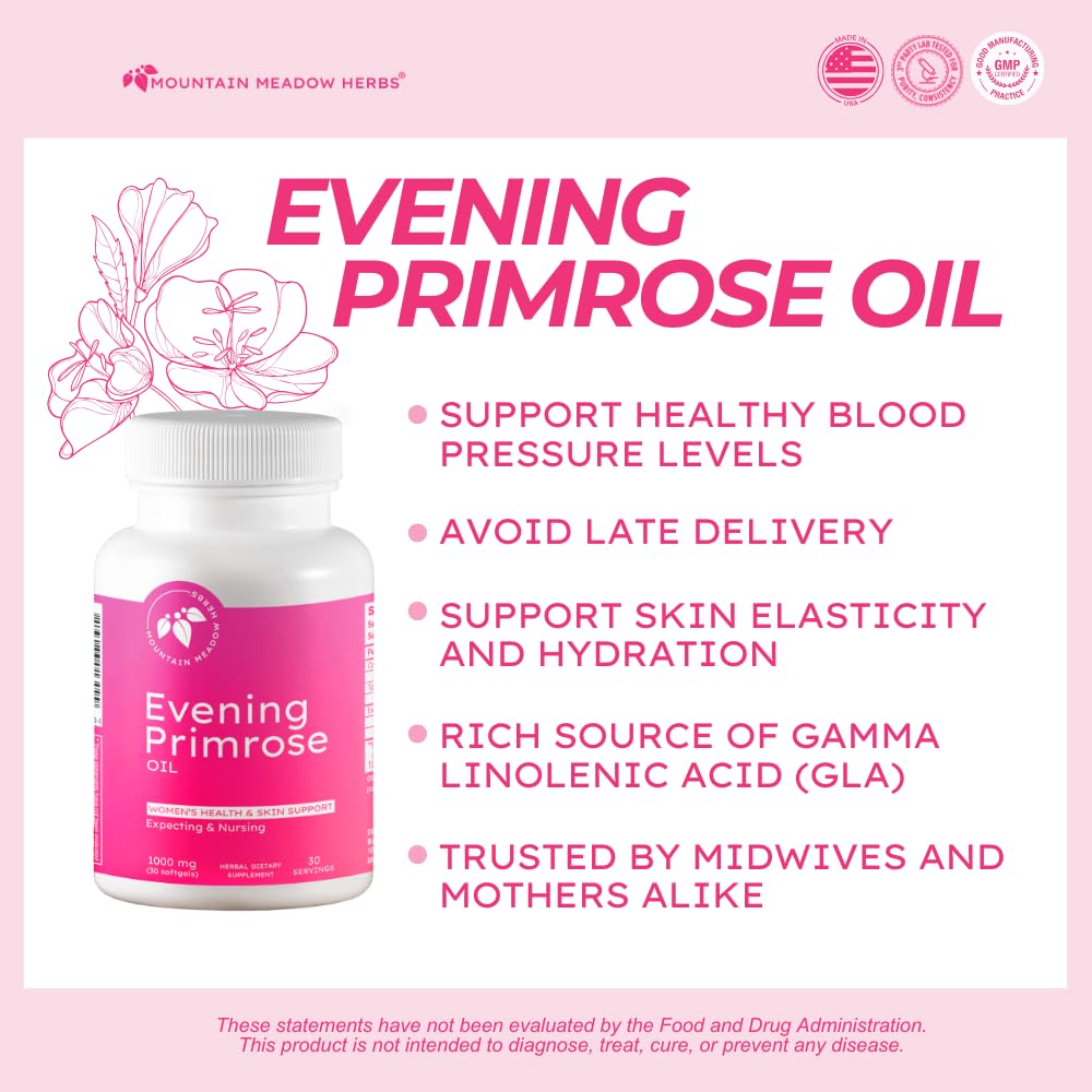 Mountain Meadow Herbs Evening Primrose Oil 1000mg Softgels, 30 Count