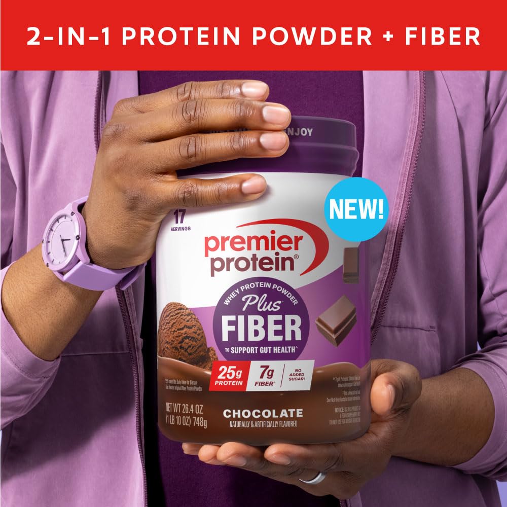 Premier Protein Powder Plus Fiber, Chocolate, 26.4 oz