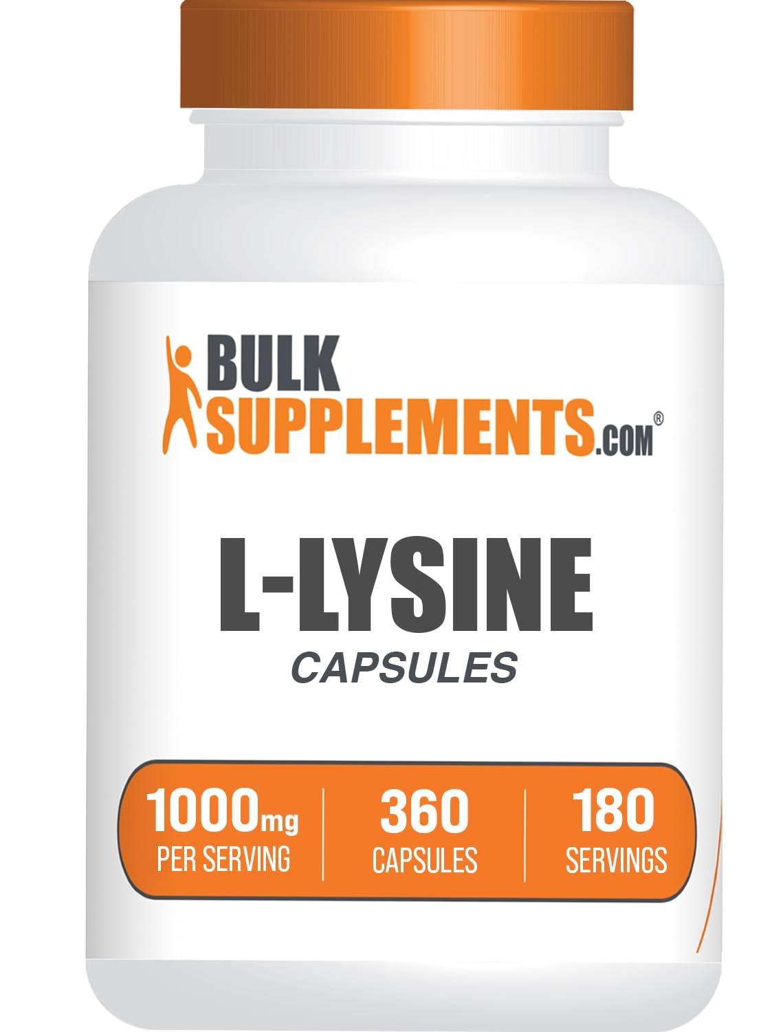 BulkSupplements L-Lysine HCl Capsules - Lysine Supplement, Essential Amino Acid, Gluten Free, 1000mg per Serving, 360 Capsules