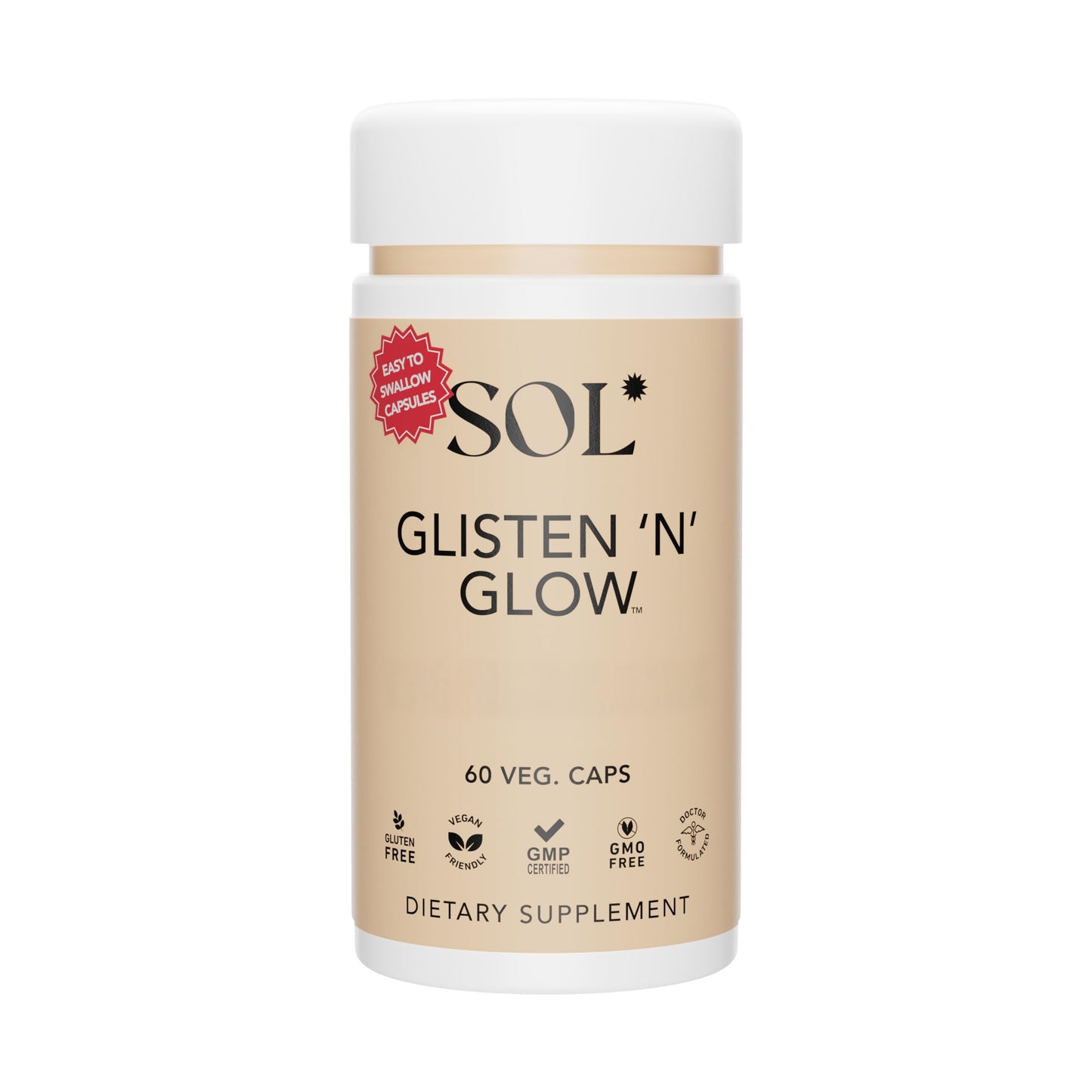 Sol Nutrition Glisten ‘N’ Glow Supplement Capsules 60 Count
