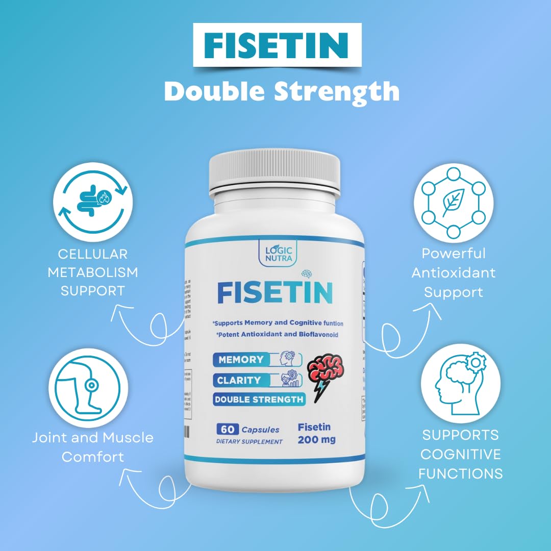 Logic Nutra Fisetin Double Strength 200 mg Capsules, 60 Count