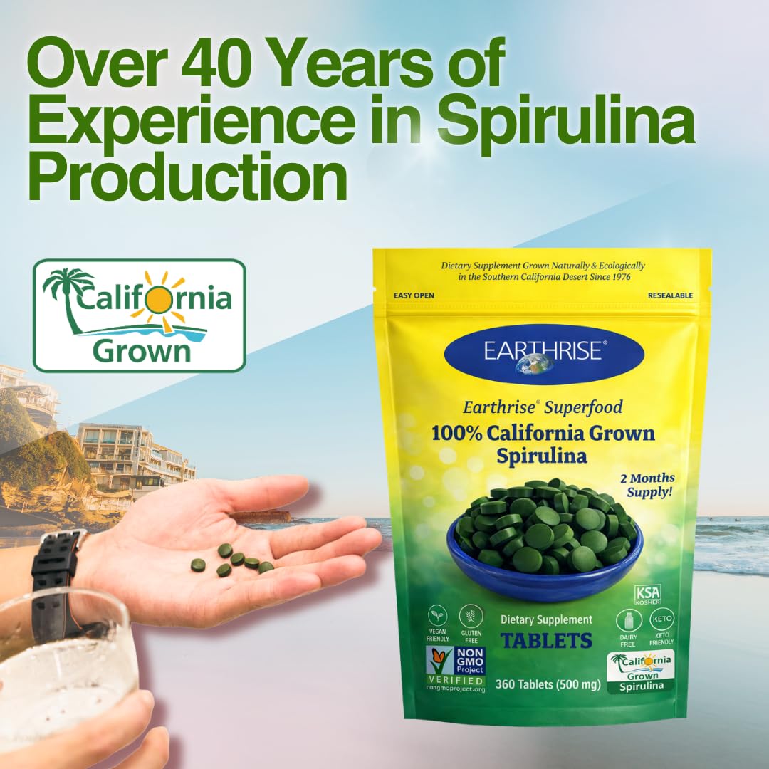 Earthrise Superfood California Spirulina 500mg Tablets, 360 Count