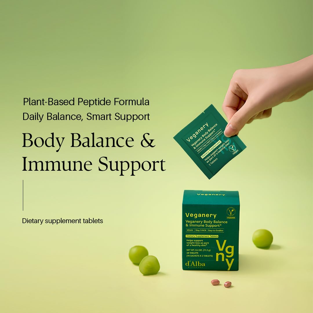 Veganery Immune Support & Body Balance Supplement – Vegan Formula with Green Tea Extract, Daily Wellness for Metabolism & Energy, Convenient Mini Tablets, 1 Tablet