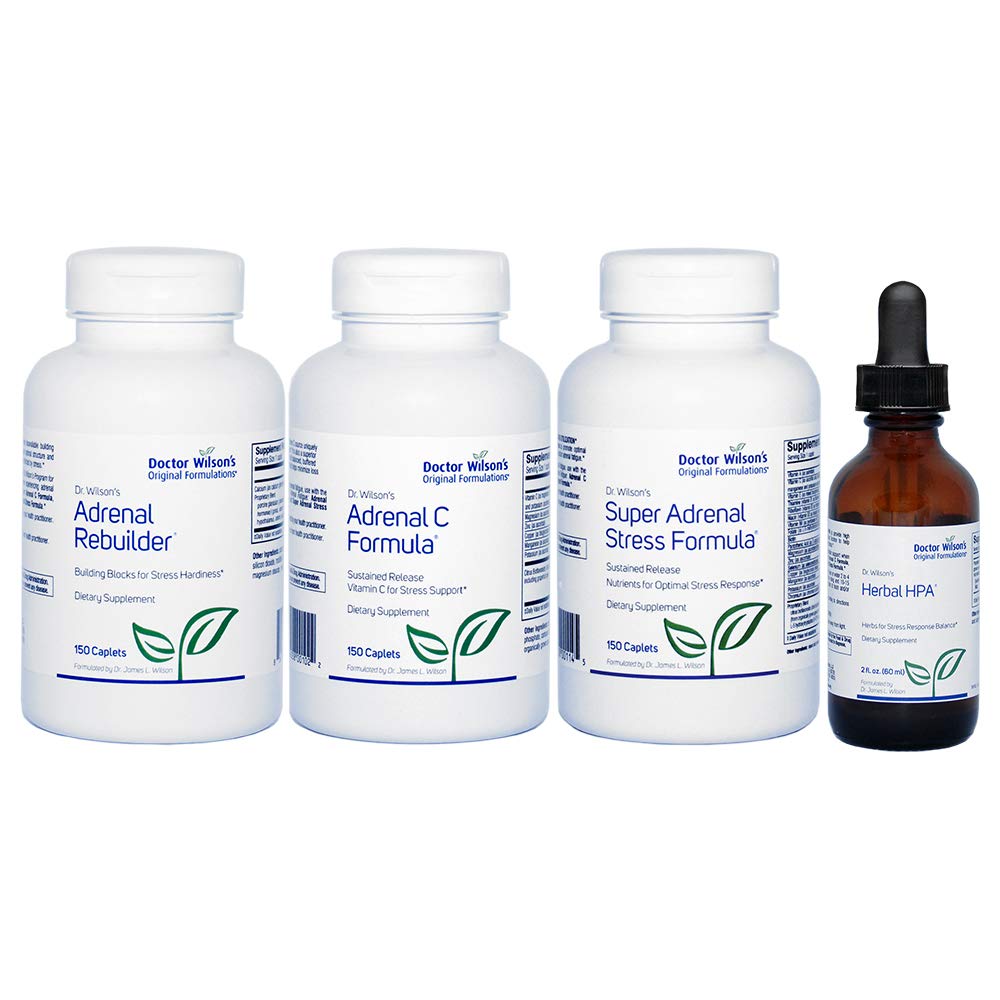 Doctor Wilson's Original Formulations Adrenal Fatigue Protocol Kit for Adrenal Support HPA Large Caplets, 150