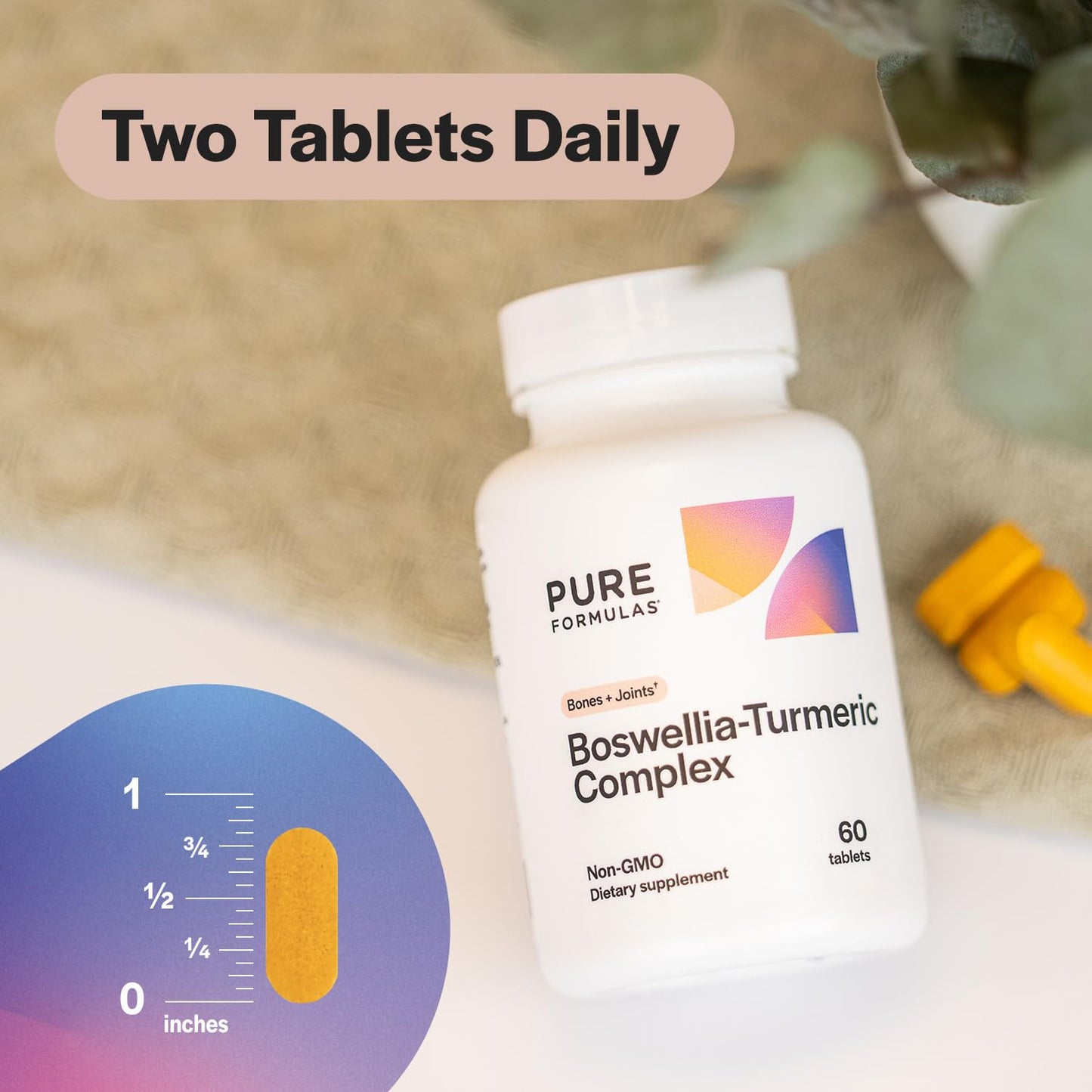 PureFormulas Boswellia Turmeric Supplements for Joint Health & Immune Support, 120 Tablets