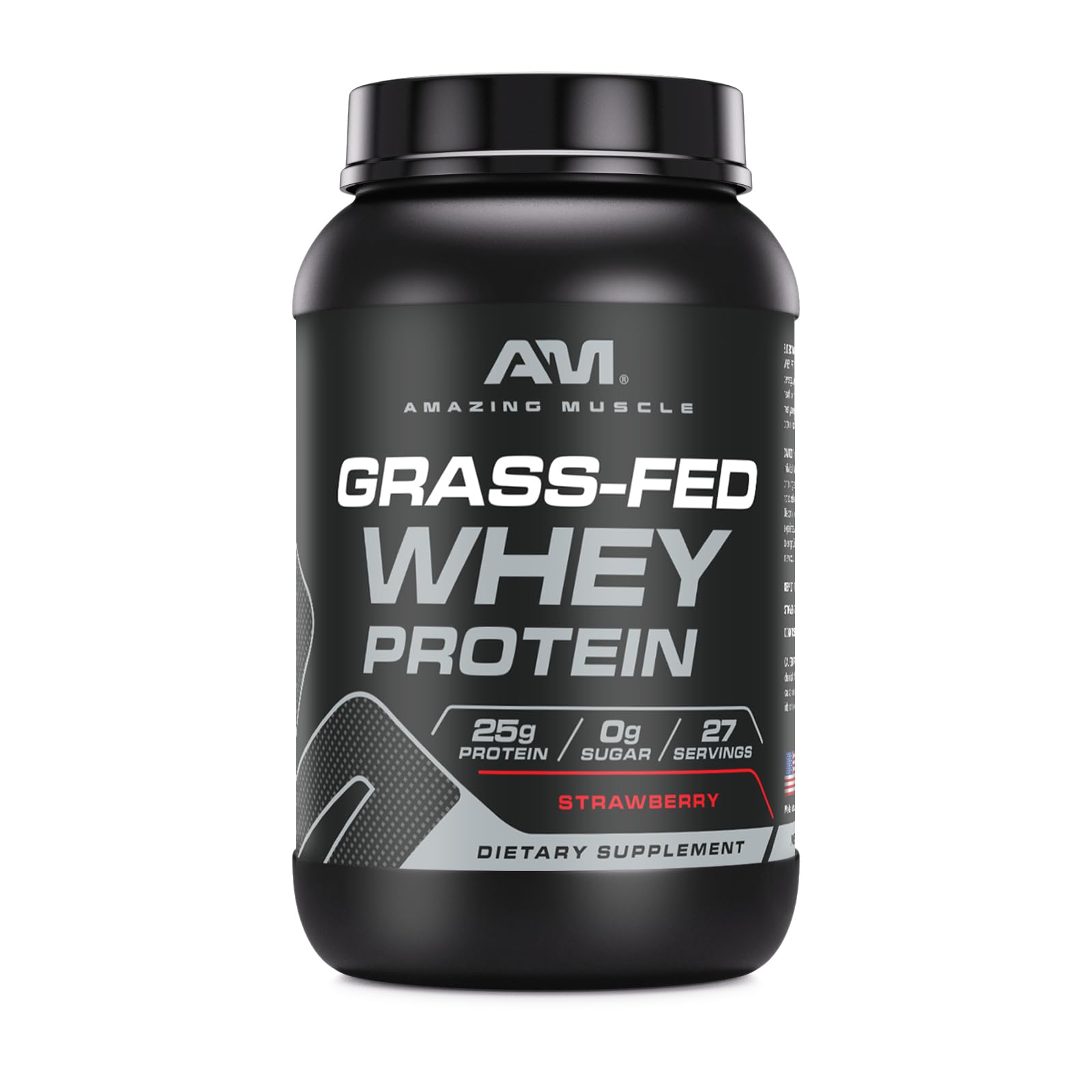 Amazing Muscle Grass-Fed Whey Protein Powder Supplement, 32 Servings, 2 Lb, Non-GMO, Glute-Free, Made in USA