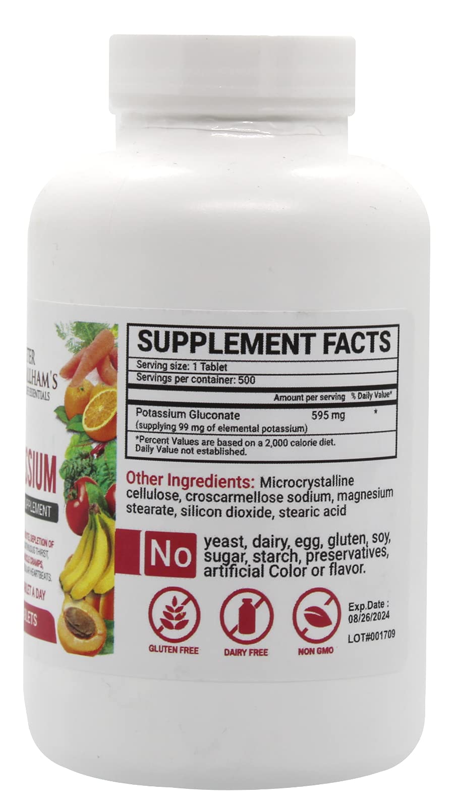 Peter's Choice Potassium Gluconate Tablets 595mg, 500 Tablets
