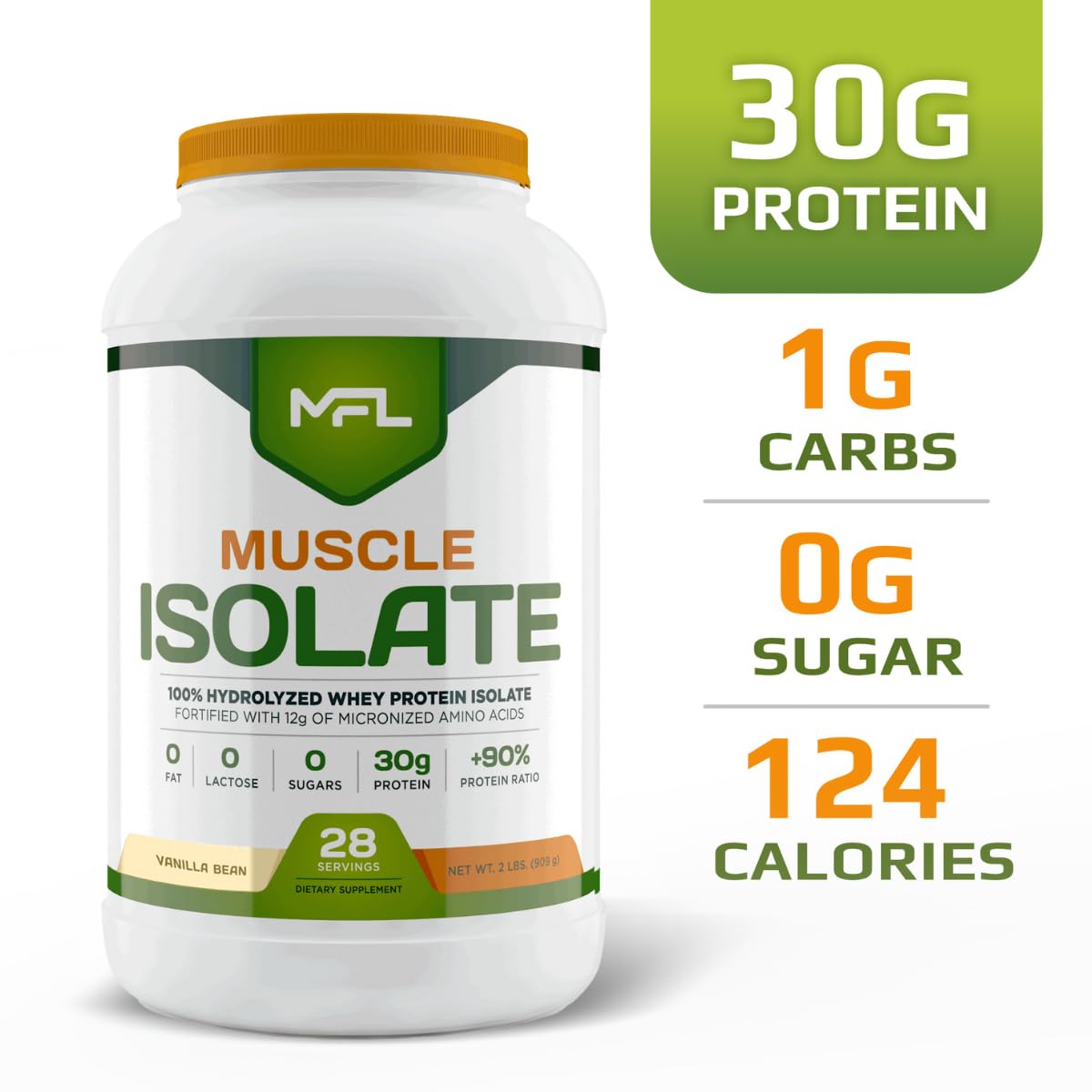 MUSCLE FOOD LABS 100% Isolate Protein Powder, 32 Servings