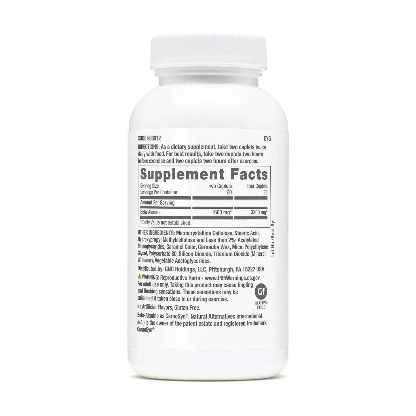 GNC Pro Performance Beta-Alanine Caplets 120 Count