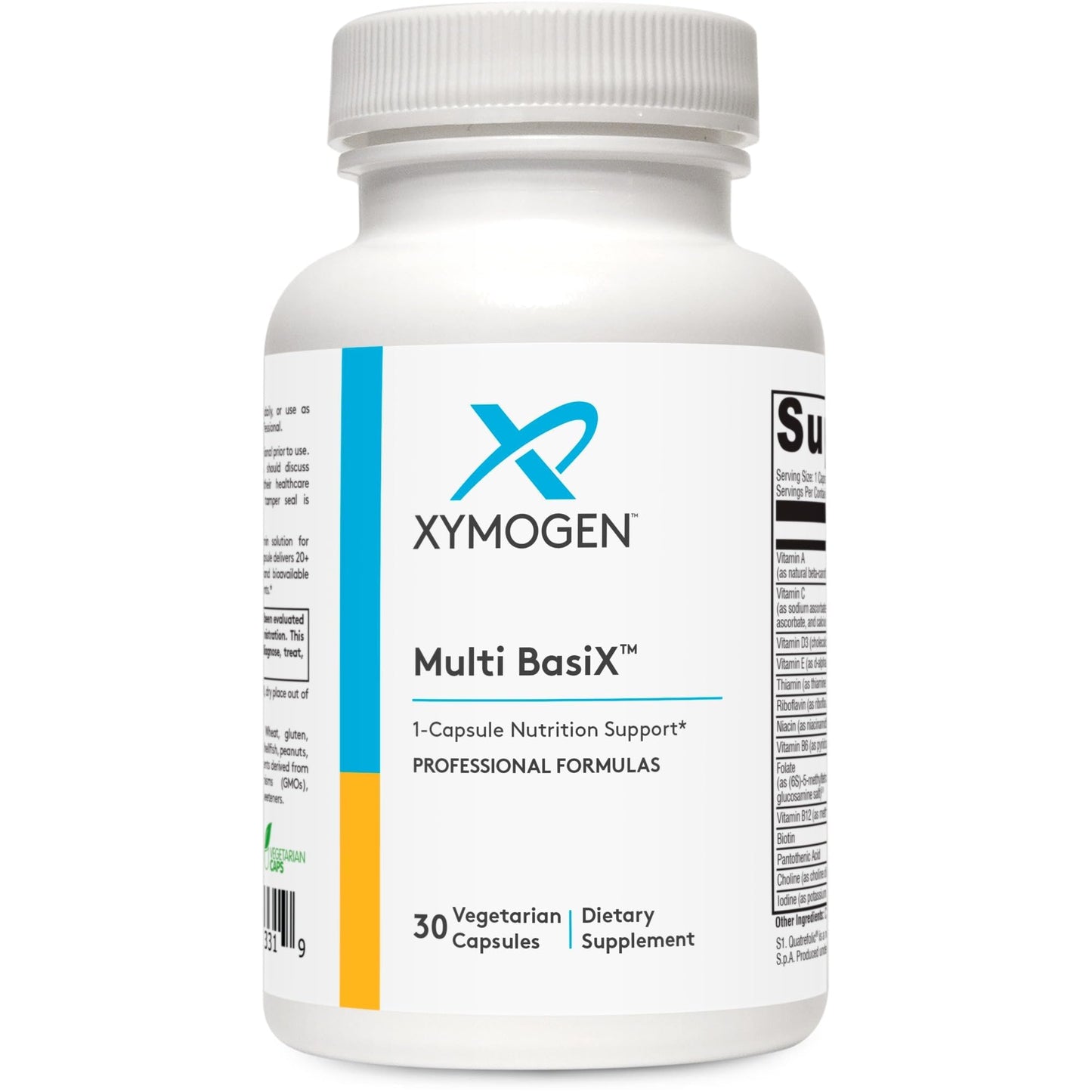 XYMOGEN Multi Basix - Daily Multivitamin Supplement - Over 20 Essential Nutrients for Foundational Wellness - 5-MTHF, Vitamin D3, Vitamin B12 & More - Vegetarian, Non-GMO & Gluten Free Capsules, 30 Count