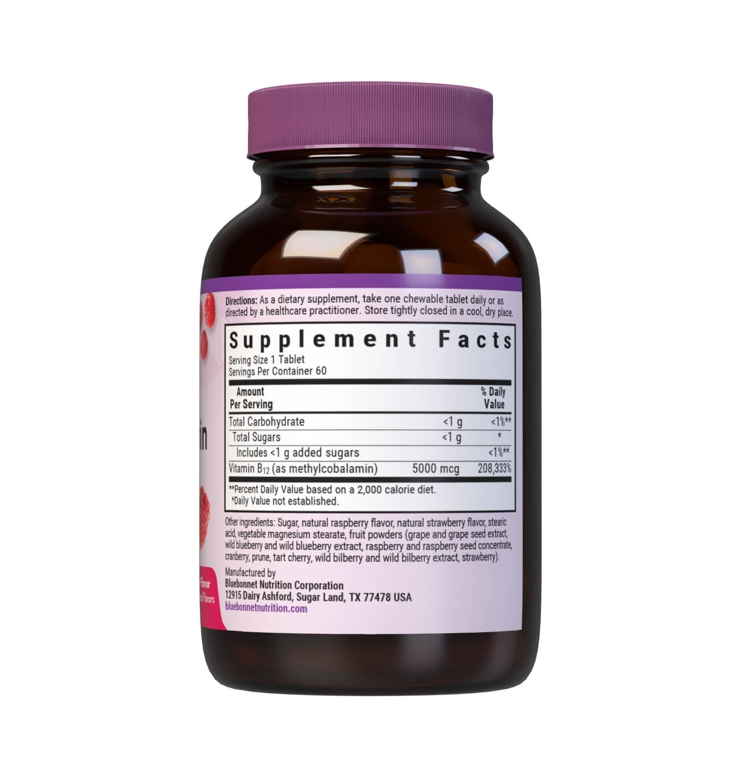 BlueBonnet EarthSweet Methylcobalamin 5,000 mcg Active Coenzyme Form of Vitamin B12 Tablet, 60 Tablets