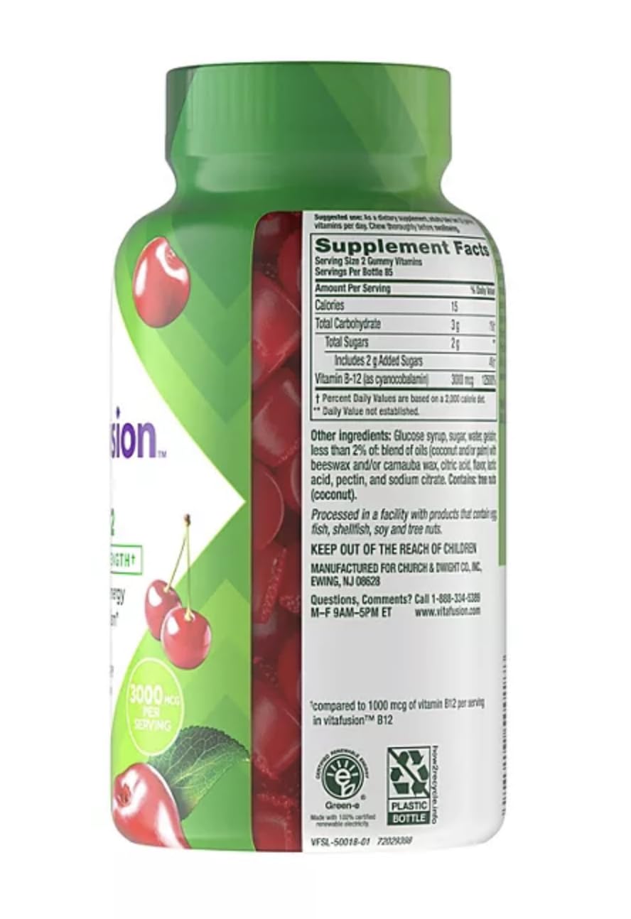Generic Vitamin B12 Extra Strength Gummy Vitamins for Energy Metabolism Support, 3000 mcg Vitamin B12, 170 Count