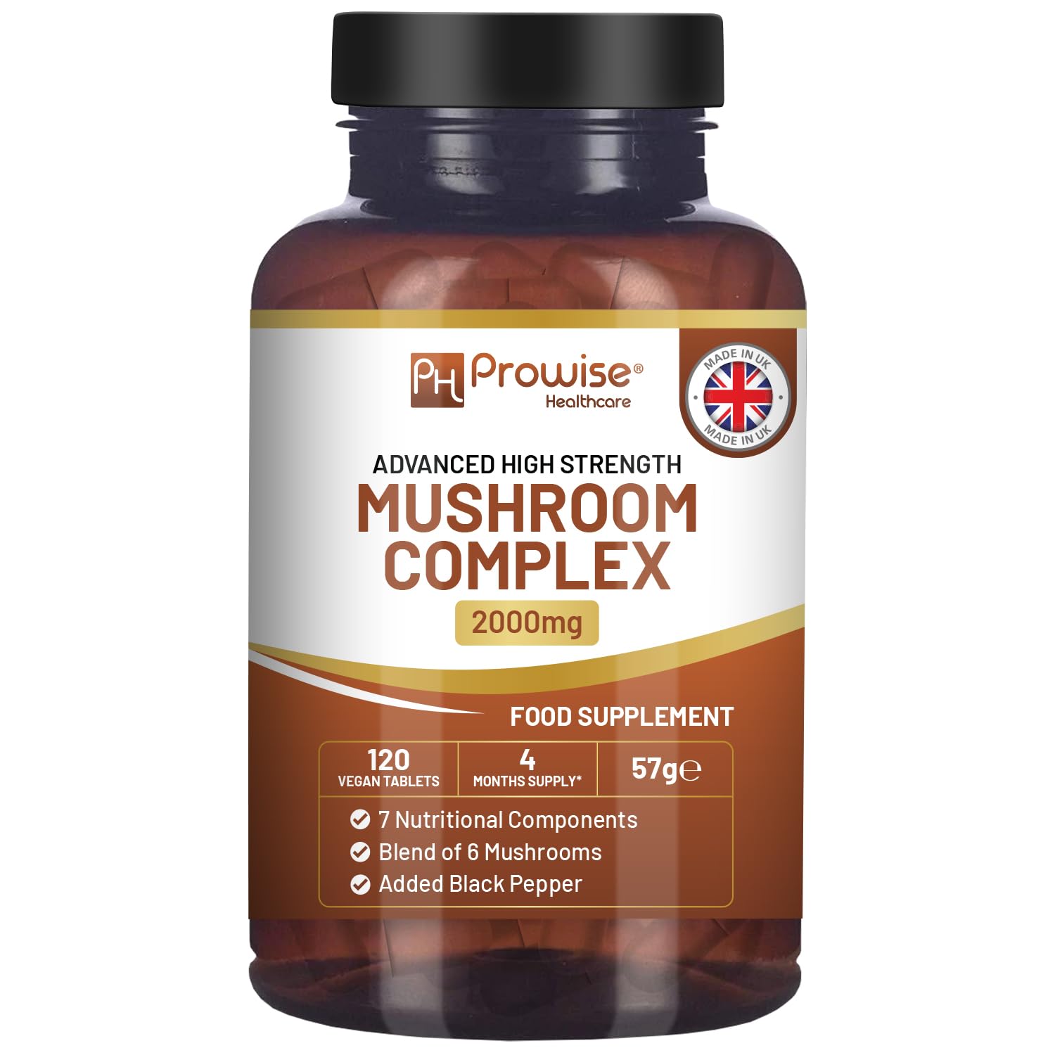PH PROWISE Healthcare Advanced Mushroom Complex 2000mg 120 Tablets