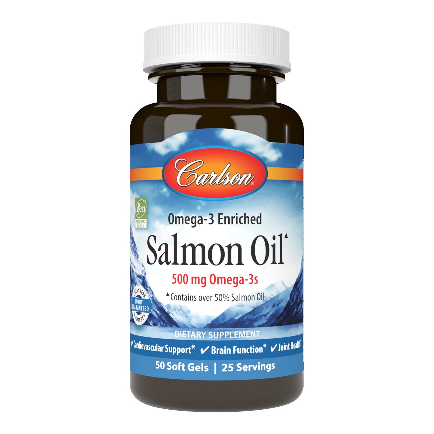 Carlson Salmon Oil Softgels, 500mg Omega-3s, 50 Count