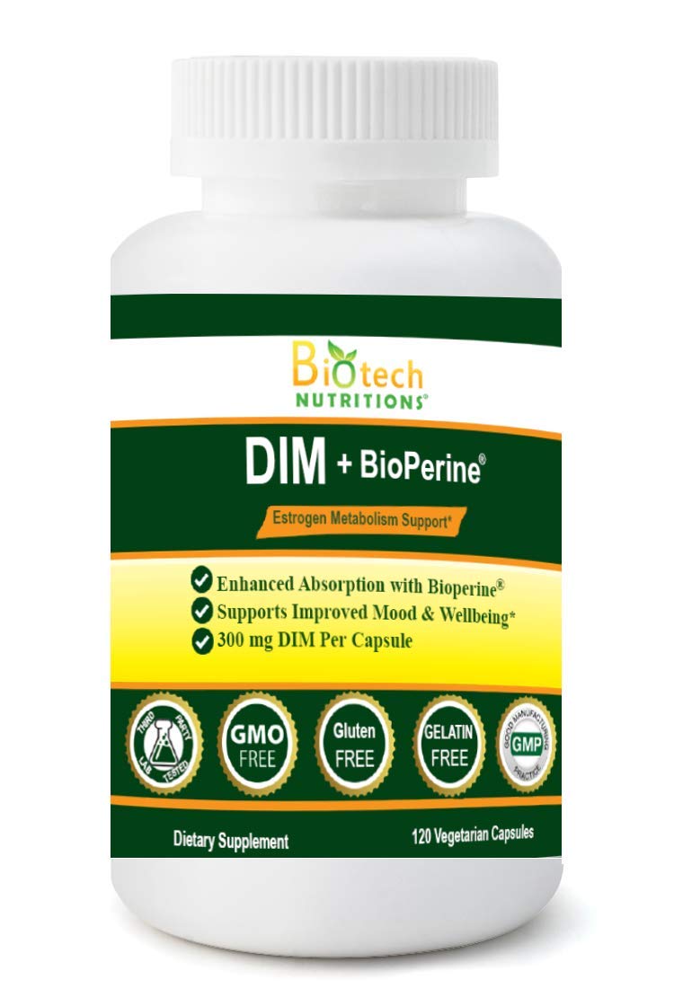 Biotech Nutritions DIM 300 mg Diindolylmethane with BioPerine Capsule, 120 Capsules