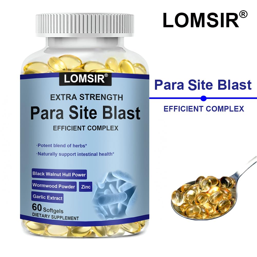 LOMSIR Premium para Site Blast - Intestine Health with Black Walnut, Wormwood Powder & More - Cleanse, Detox, Intestinal Guard Formula Supplement for Humans Softgels, 60 Count