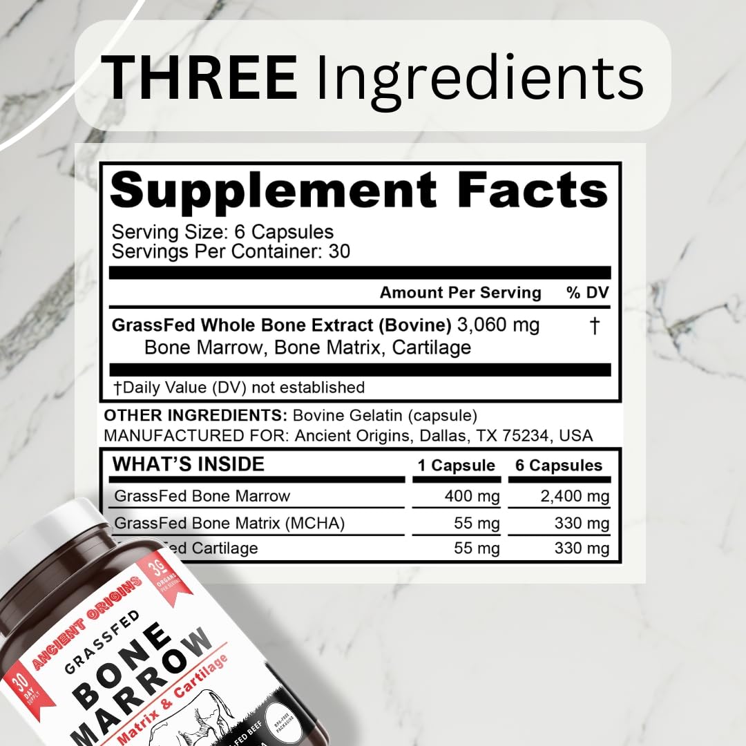 Ancient Origins Grass-Fed Bone Marrow Supplement Capsules 180 Capsules