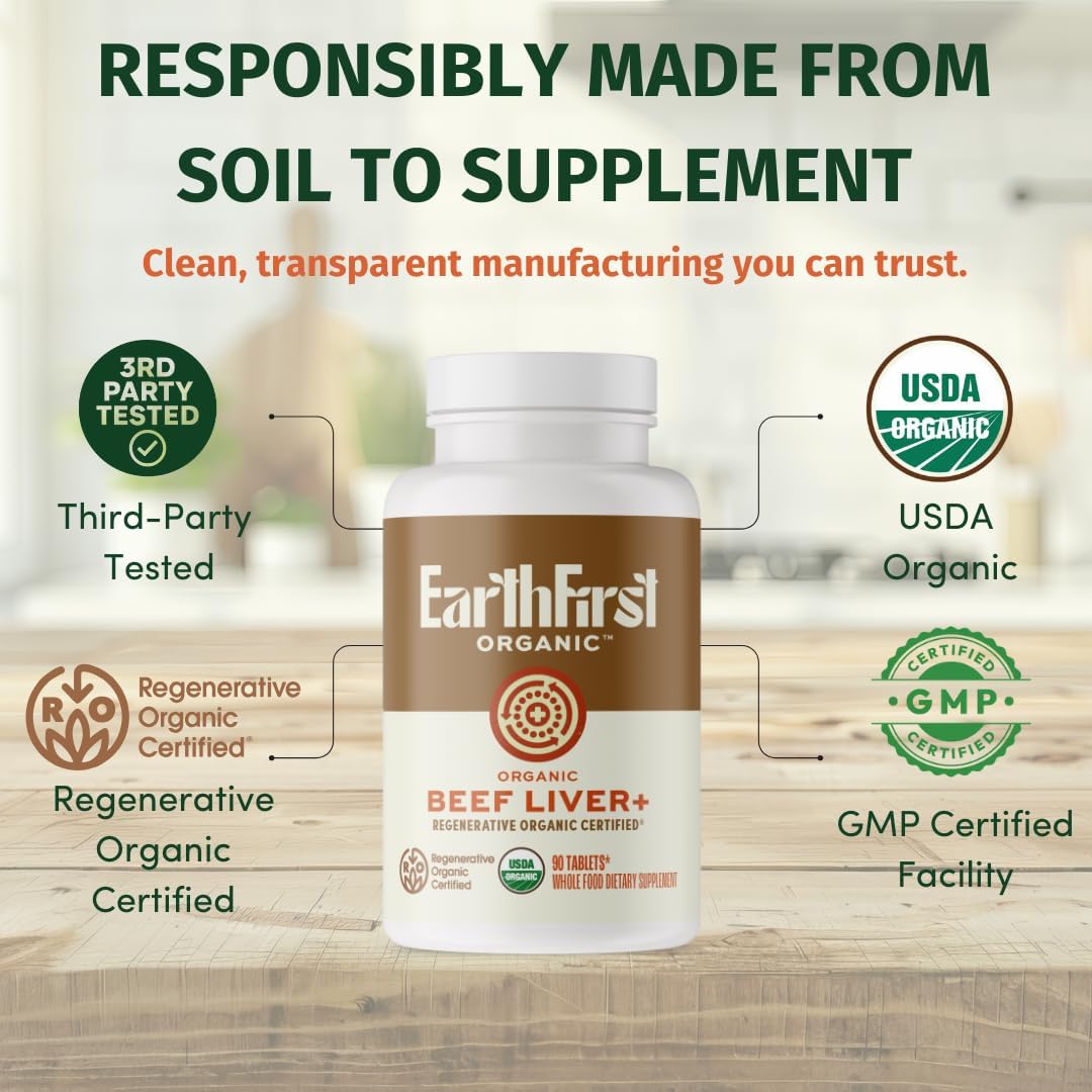 EarthFirst Organic Beef Liver+ Capsules 90 Count
