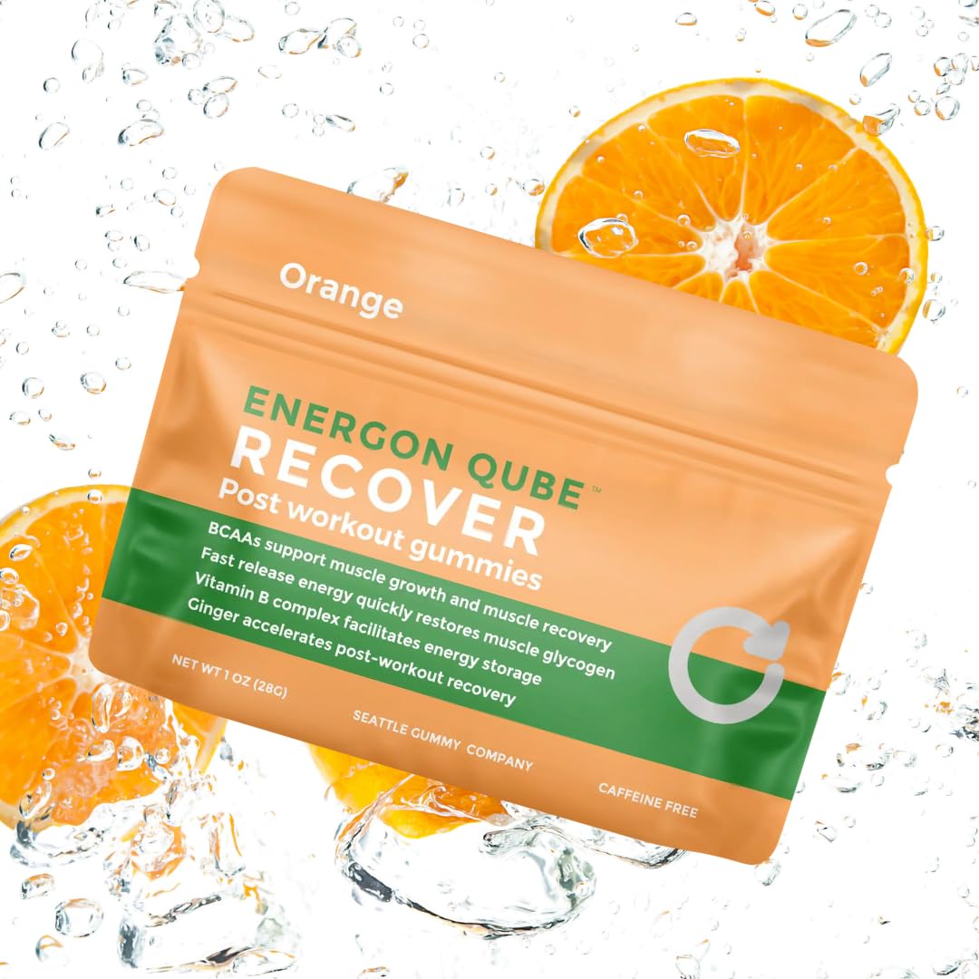 SGC Recover Gummies 600mg BCAAs + Antioxidants, Fast-Acting Post-Workout Support for Muscles & Energy, Orange Ginger Flavor, 12-Count