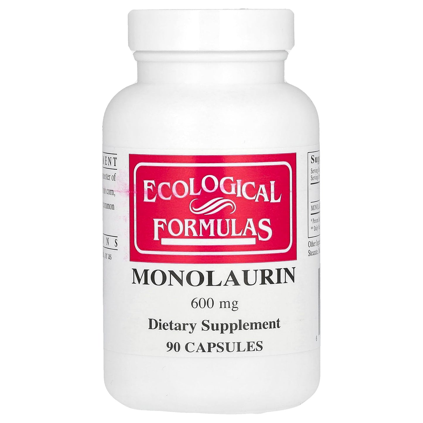 Ecological Formulas Monolaurin 600 mg Capsules, 90 Count
