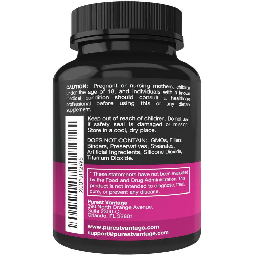 Purest Vantage D Mannose Capsules with 600mg D-Mannose per Capsule, Cranberry & Dandelion Extract for Bladder & Urinary Tract Support, 120 Veggie Caps