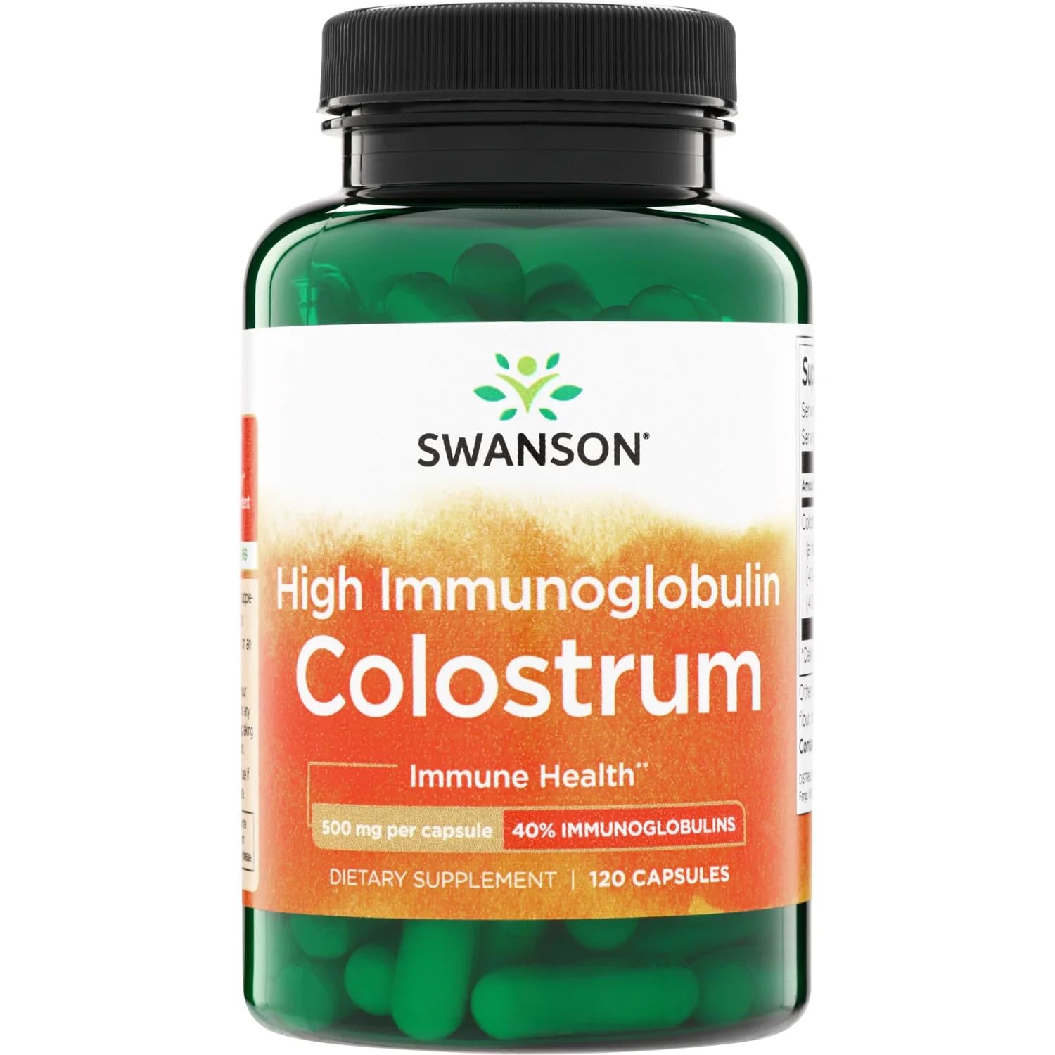 Swanson High Ig Colostrum 500 mg Capsules, 120 Count