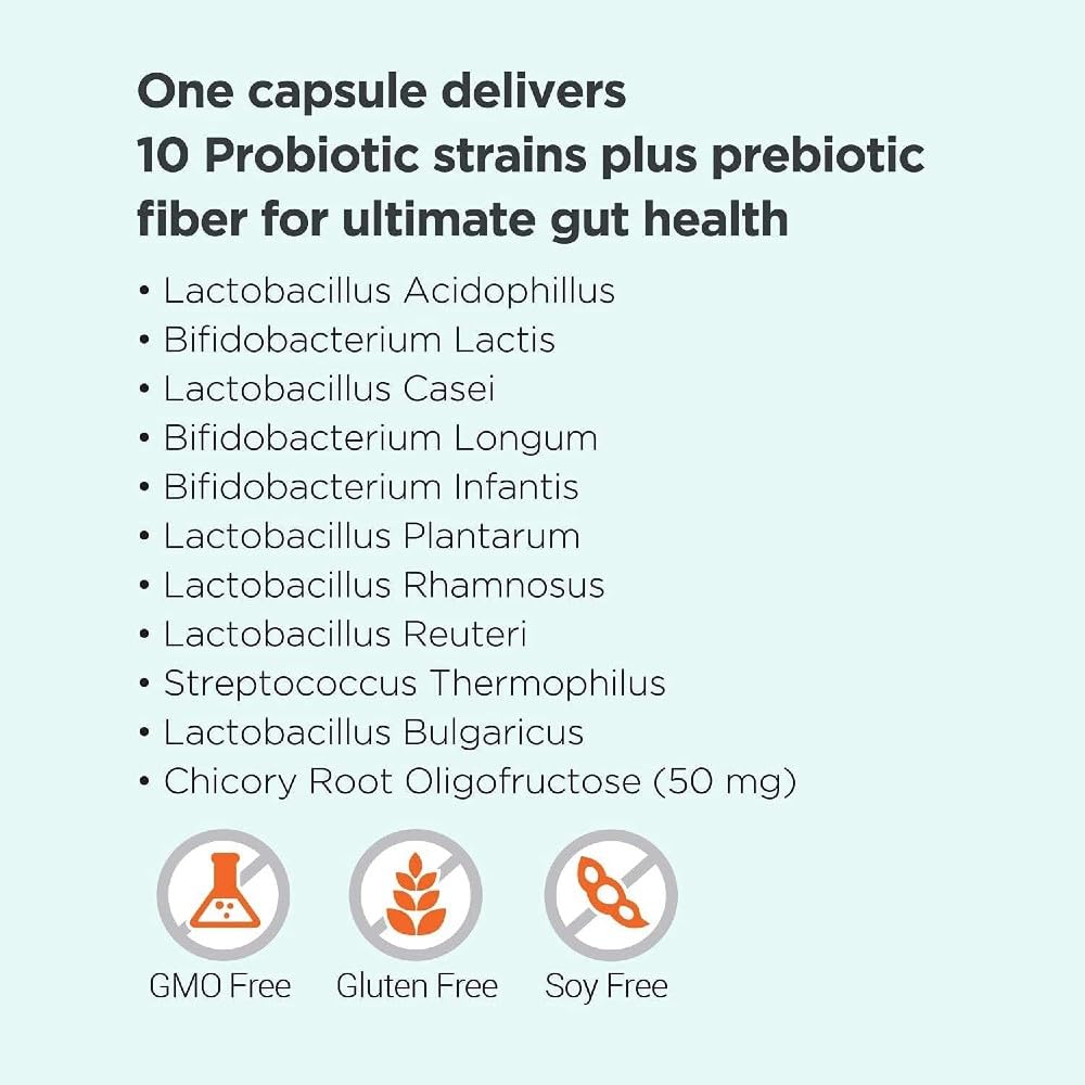 Omax3 Probiotic & Prebiotic 50B CFU for Gut Health & Digestive Support, 90 Capsules