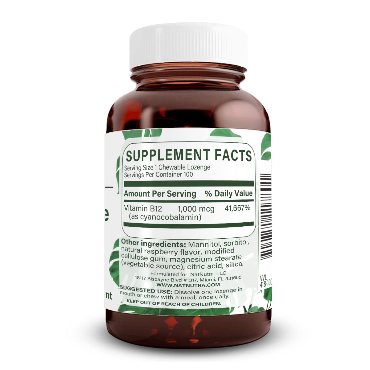 Natural Nutra Vitamin B12 Supplement Tablet, 100 Count