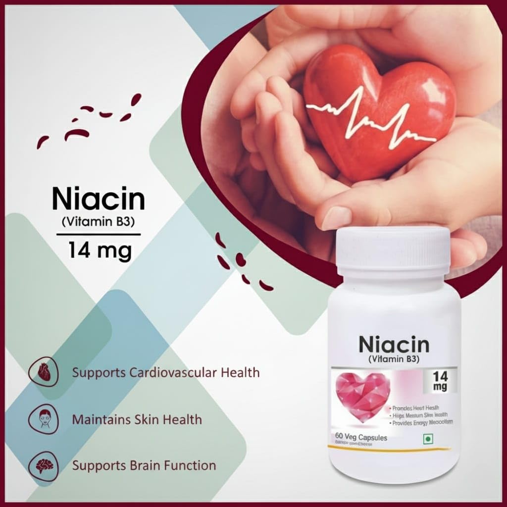 Generic Niacin 14mg Vitamin B3 with Inositol 50mg Supplement Capsule 60 Count