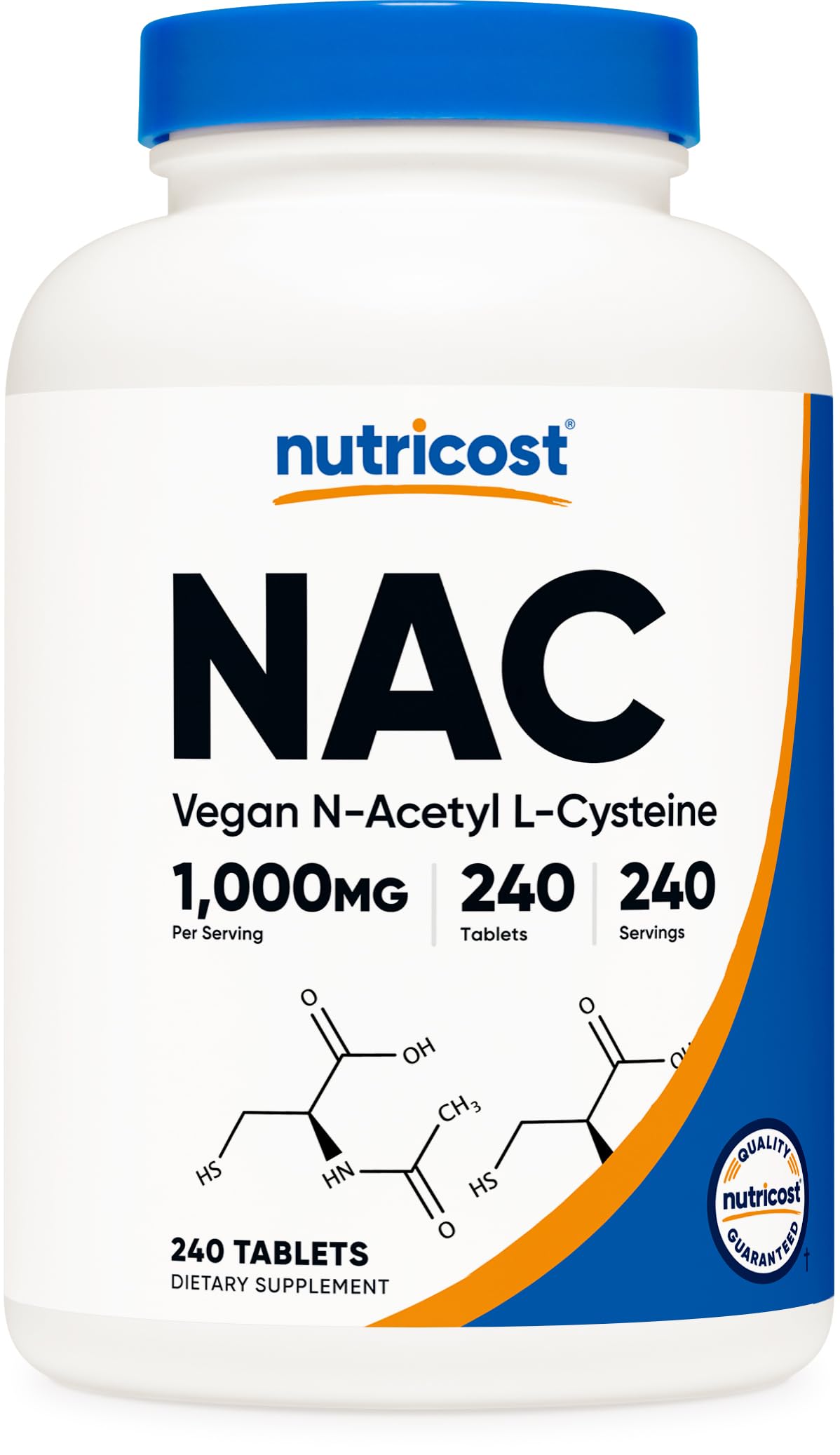 Nutricost N-Acetyl L-Cysteine (NAC) 1000 mg Tablet, 240 Count