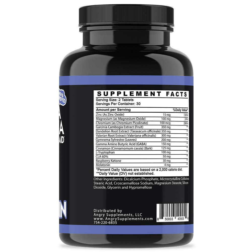 Angry Supplements Garcinia Cambogia PM Weight Loss Sleep Support with Valerian Root & Melatonin, Tablet, 60 Count