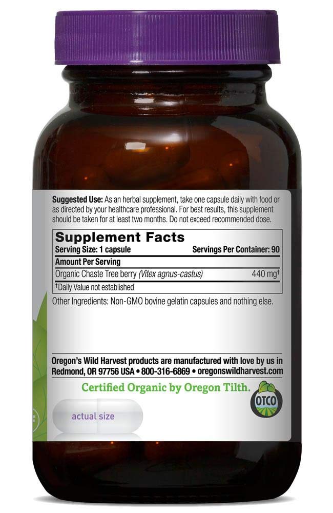 Oregon's Wild Harvest Chaste Tree PMS Support 90 Capsules