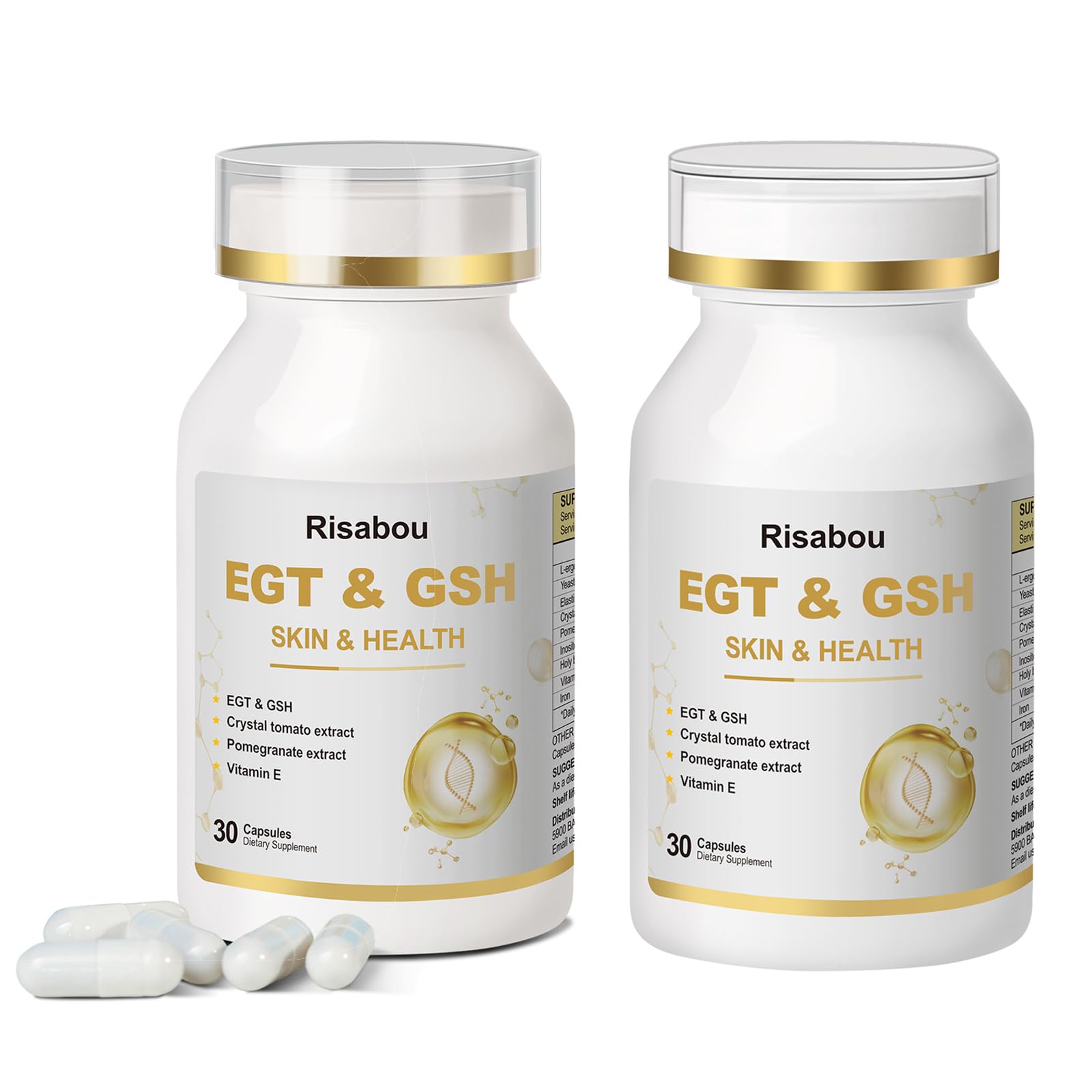 Risabou L-Ergothioneine with Iron Supplement for Women Capsule, 60 Capsules