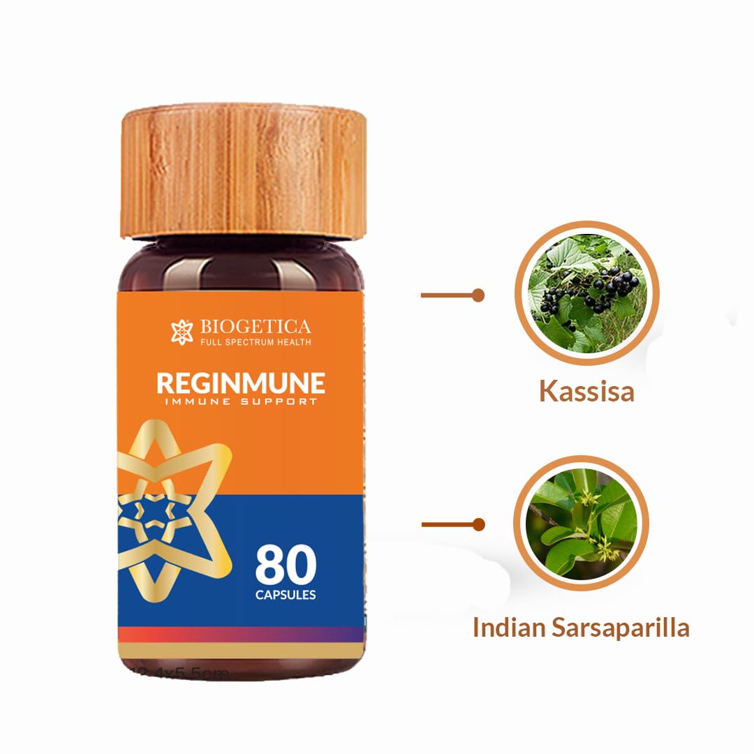 Biogetica Reginmune Natural Immune Support Supplement - Daily Wellness & Cellular Health Formula with Zinc, Magnesium, Echinacea, L-Glutamine & Aloe Vera - Vegan Diet Capsules, 80 Count