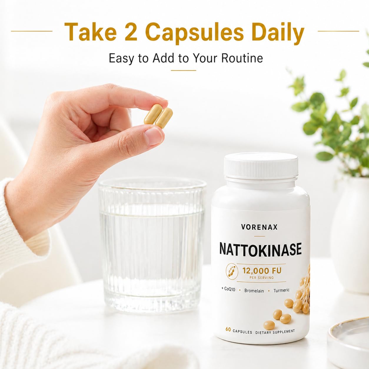 Pwkvsn VORENAX Nattokinase Capsules 60 Count