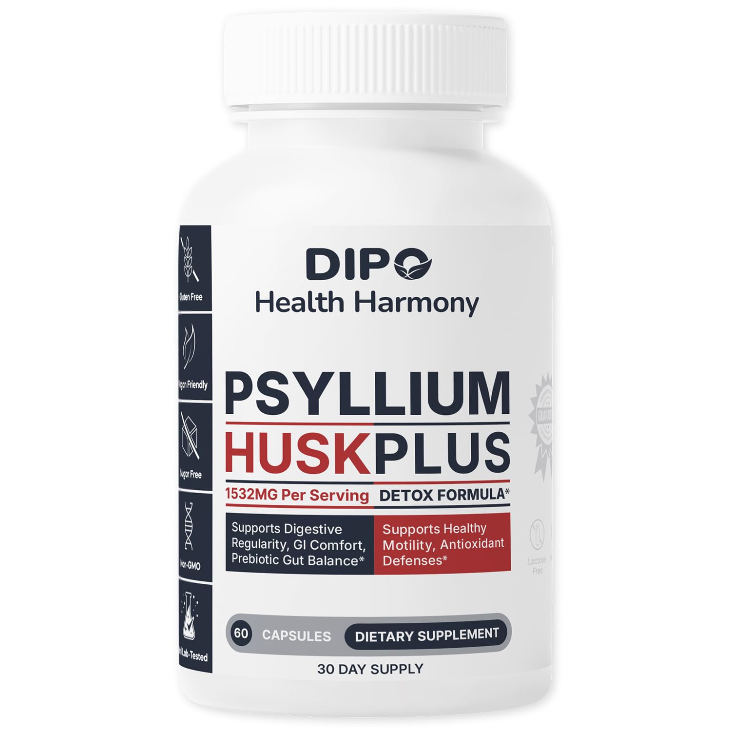 DIPO HEALTH HARMONY Psyllium Husk Capsules 60 Count