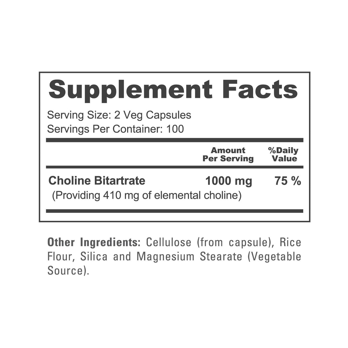 NusaPure Choline Bitartrate Capsule, 200 Capsules