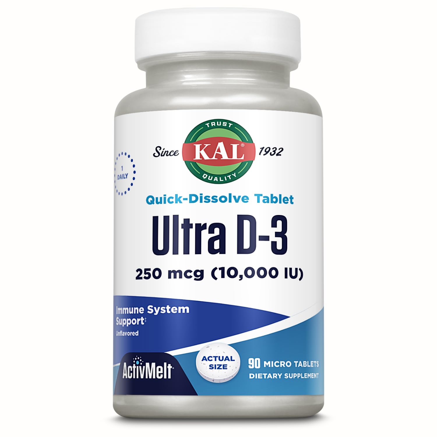 KAL Ultra Vitamin D3 10000 IU (250mcg) Tablet, 90 Count