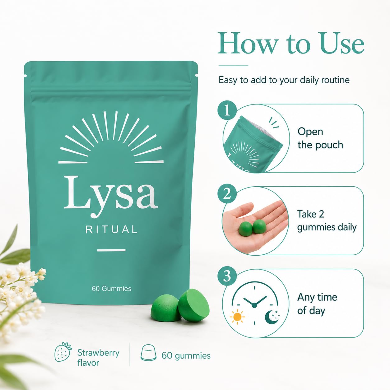 Lysa Ritual Acne Gummies, Skin Balance Gummies, 1 Count
