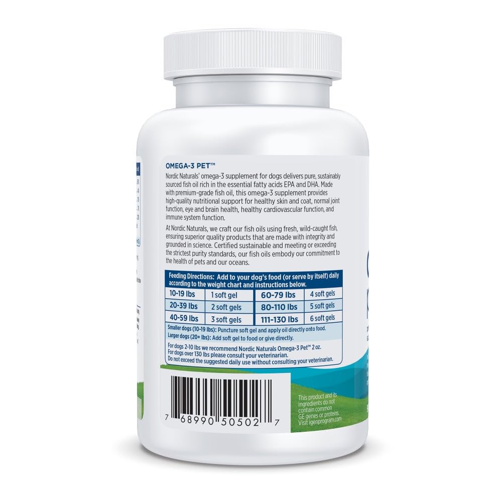 Nordic Naturals Omega-3 Fish Oil for Dogs with EPA + DHA Soft Gels 90 Count