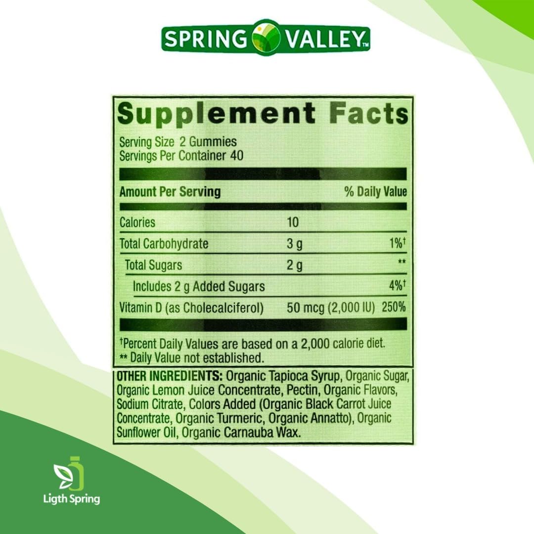 LightSpring Vitamin D3 Gummy 2000 IU, 80 Count
