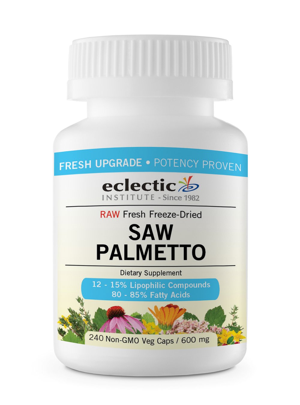 ECLECTIC INSTITUTE Saw Palmetto 600 mg Capsules, 120 Count