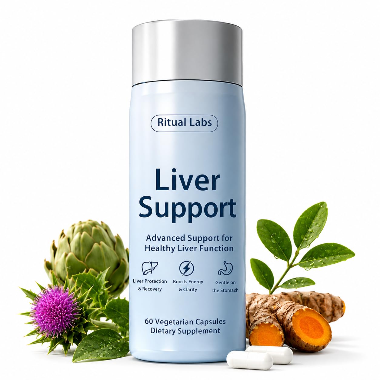 LANZF Ritual Labs Liver Support Milk Thistle Liver Support Supplement Capsule 60 Capsules