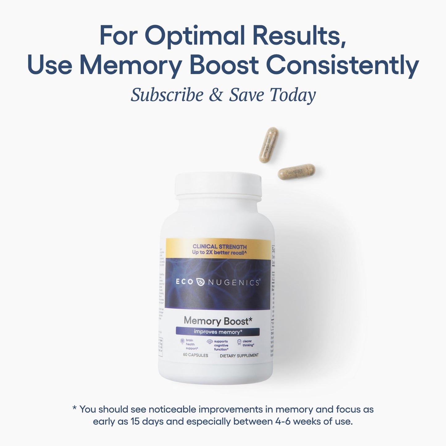 EcoNugenics Memory Boost Supplement Capsules 60 Count
