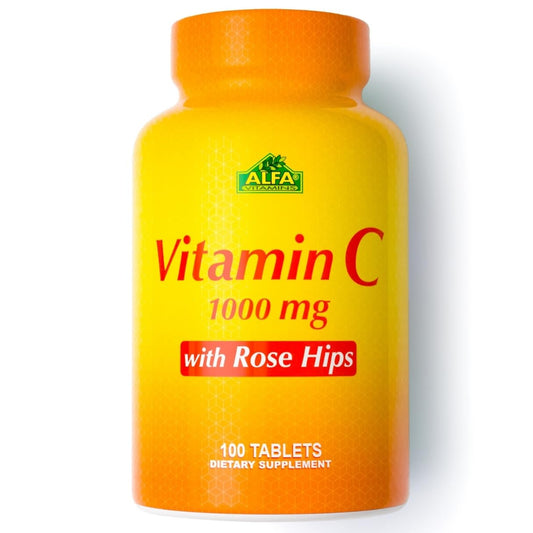 ALFA VITAMINS Vitamin C with Rose Hips 1000 mg Vitamin C per Serving Tablet, 100 Tablets