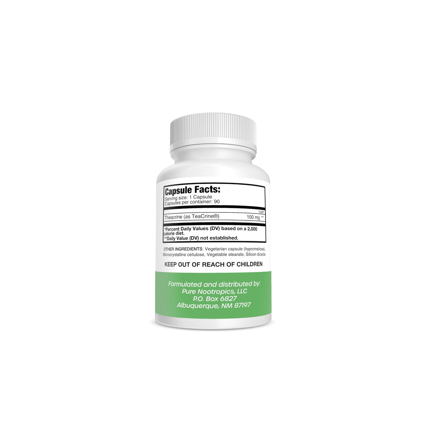 Pure Nootropics Theacrine (TeaCrine) Energy Supplement Capsule, 90 Capsules