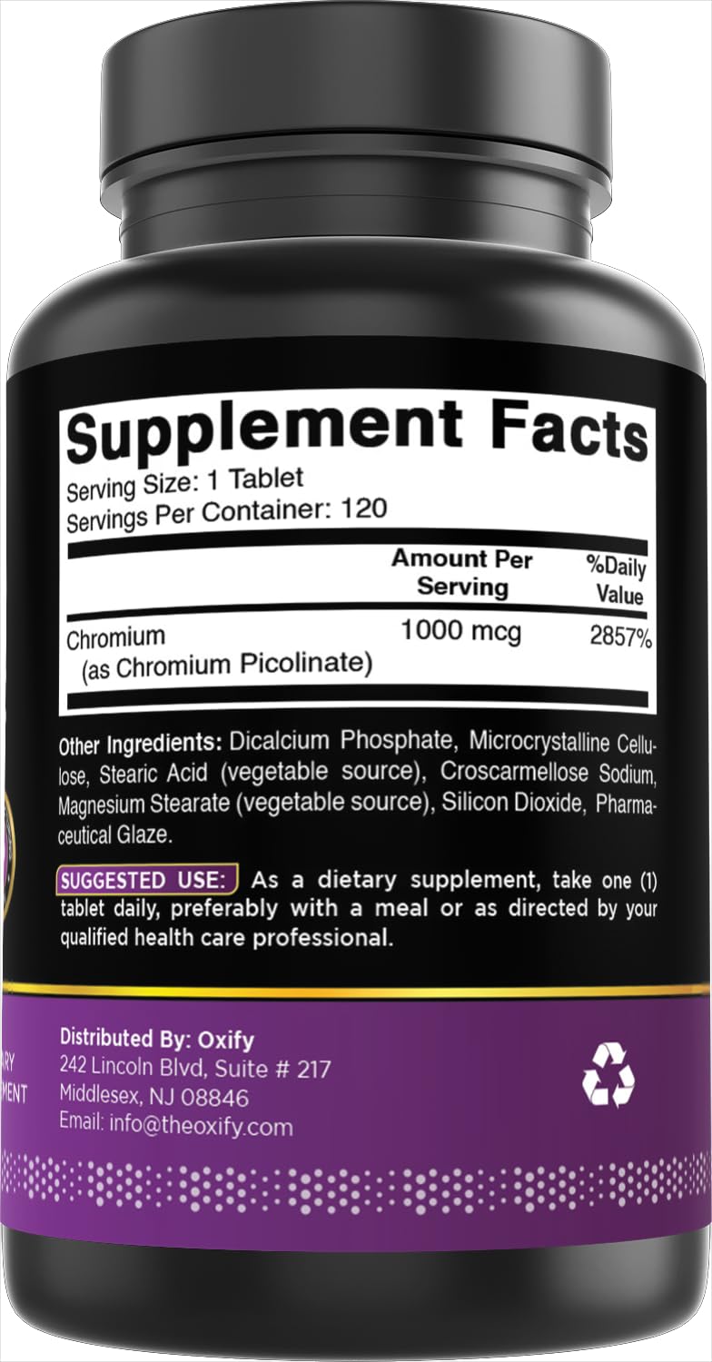 Oxify Chromium Picolinate 1000 mcg Tablet, 120 Count